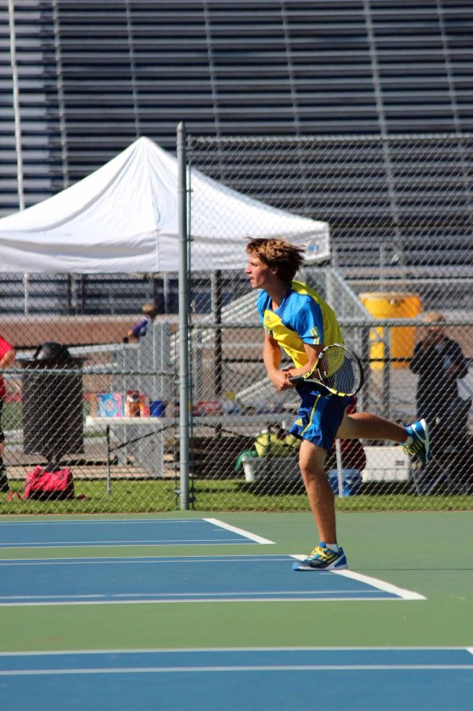 Singles player ________ serves the ball into play.